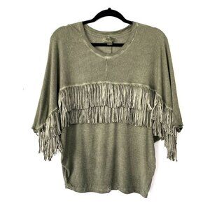 Carapace Size S Soft Fringe Dolman Sleeve T-Shirt Top Lightweight Viscose